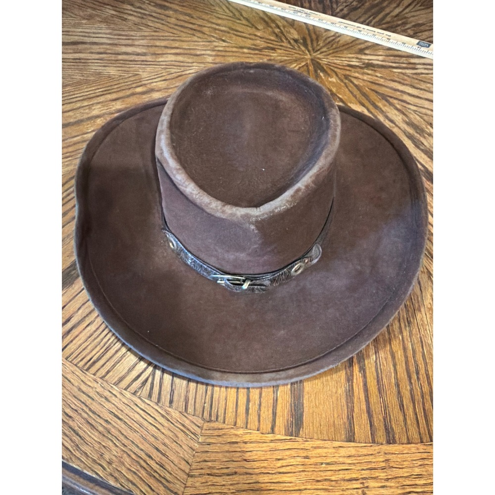 Bailey U-Rollit Brown Felt Western Cowboy Hat Tooled Leather Band Red Lining